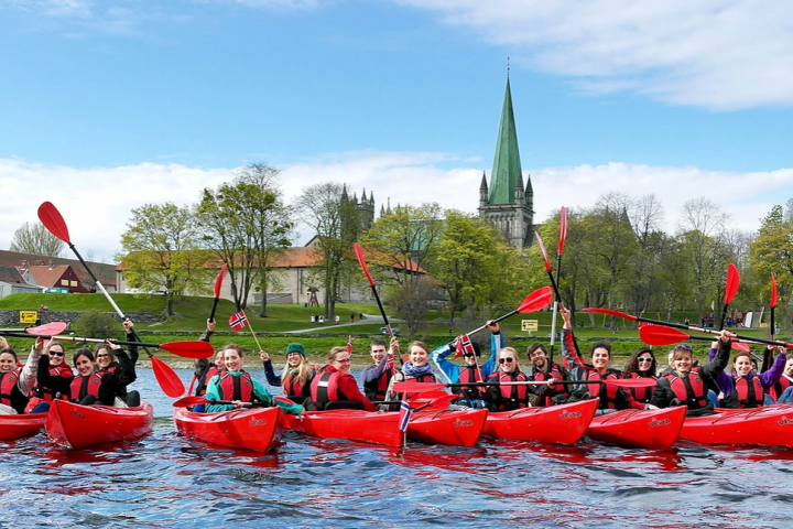 a group of people on a kayak trip